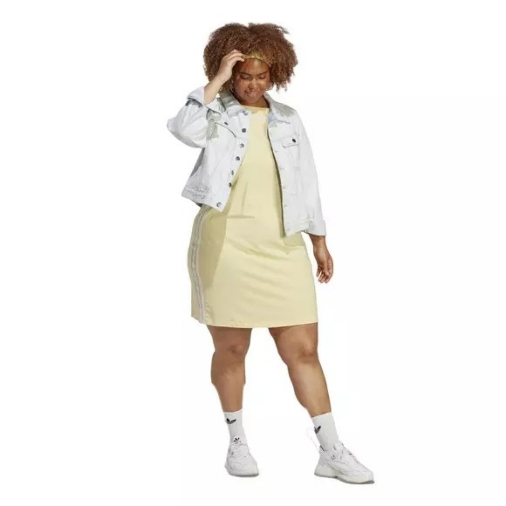 "NEW"  Adidas Originals Women's Adicolor Classics Tight Summer Dress-Yellow - Picture 3 of 6